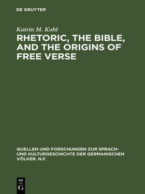 cover image of Rhetoric, the Bible, and the origins of free verse